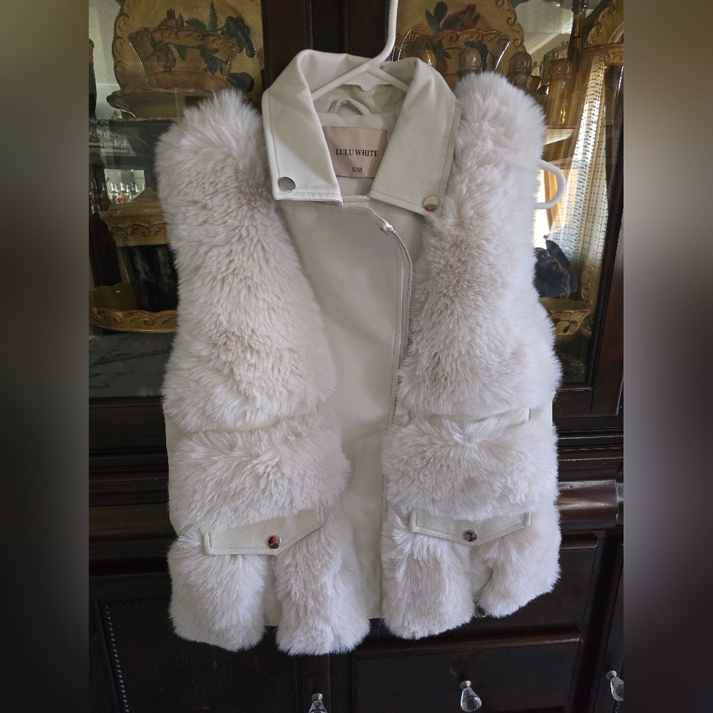 All White Faux Fur Vest